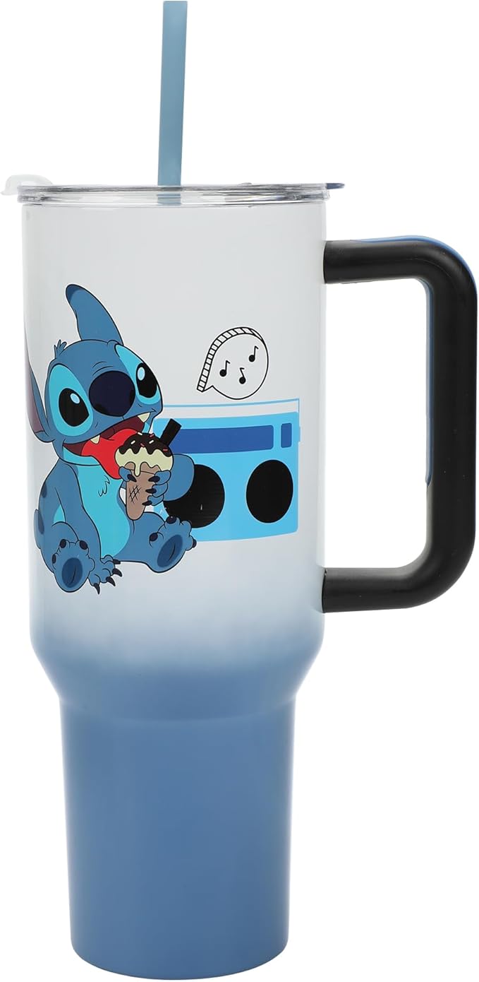 Bioworld Disney's Stitch Chilled Vibes 40 Oz Stainless Steel Tumbler With Handle