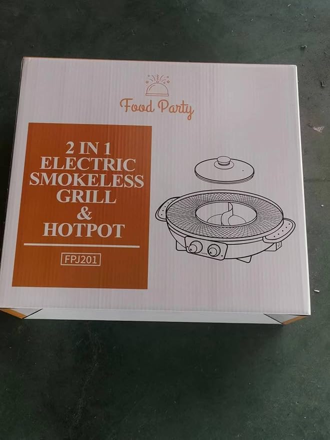 Food Party Hot Pot with Grill 2 in 1 Electric Smokeless Grill and Hotpot Pot Combo Korean BBQ Grill 110V 1700W