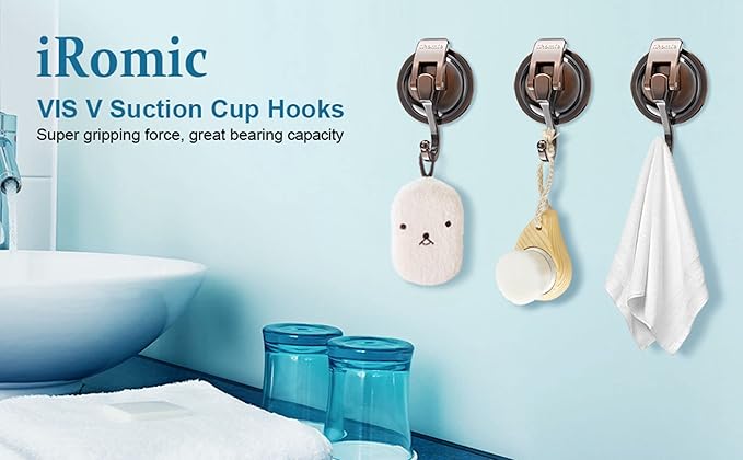 Heavy Duty Vacuum Suction Cup Hooks (2Pack) for Shower,Glass Window,Kitchen&Bathroom&Restroom Organization,Red Bronze
