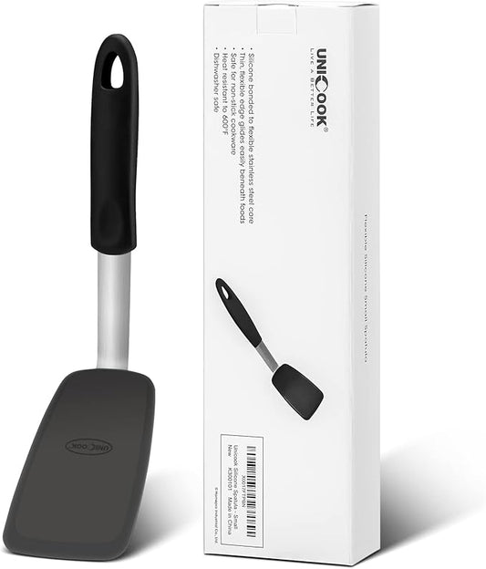 Unicook Flexible Silicone Spatula, Turner, 600F Heat Resistant, Ideal for Flipping Eggs, Burgers, Crepes and More, Small