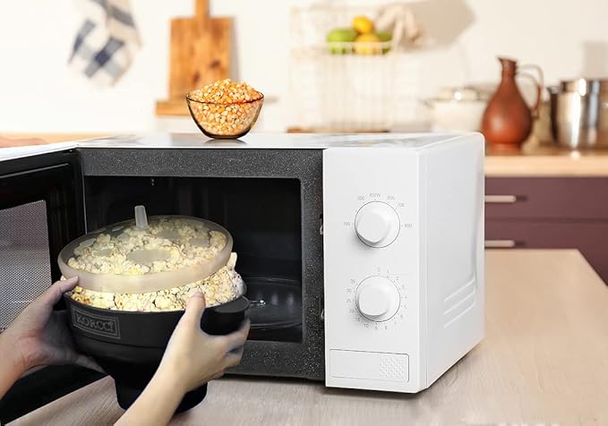 The Original Korcci Microwaveable Silicone Popcorn Popper, BPA Free Microwave Popcorn Popper, Collapsible Microwave Popcorn Maker Bowl, Dishwasher Safe - Black