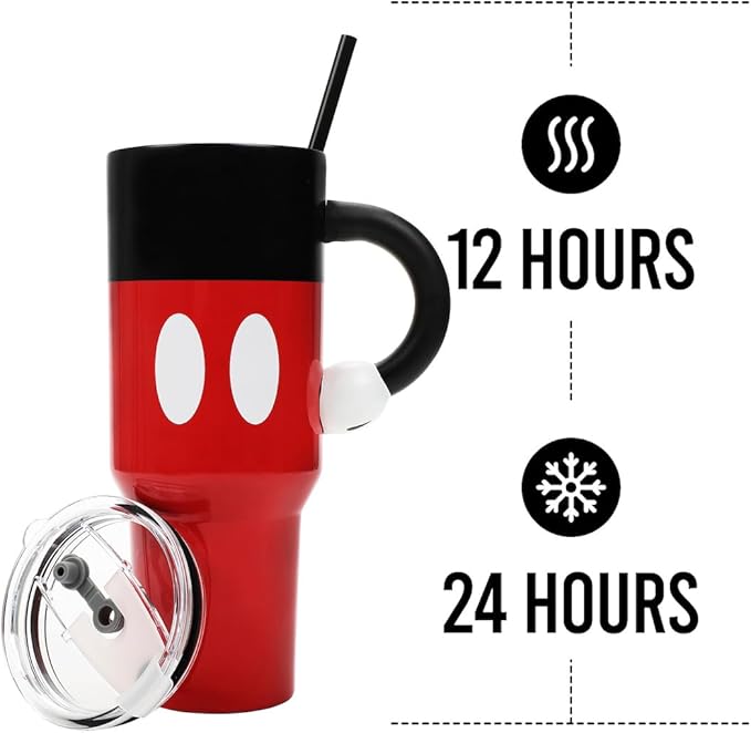 Disney Mickey Mouse 40 Oz Stainless Steel Tumbler With Sculpted Arm Handle