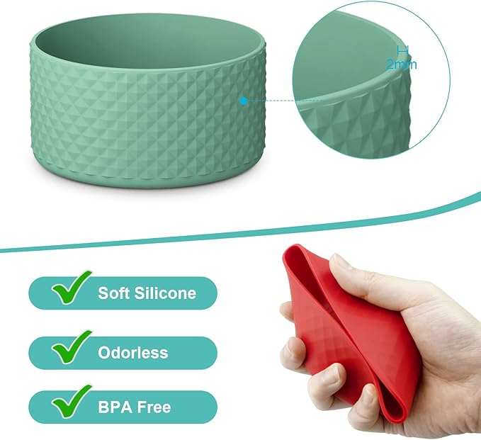 Upgrade 2PCS Protective Silicone Boot Bumper for Stanley Quencher Adventure 40oz 30oz 20oz Tumbler, Water Bottle Bottom Sleeve Cover Accessories for Stanley Mug Cup(Gray Green)