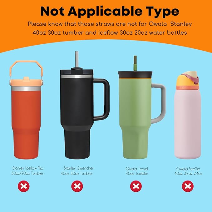 ALINK Clear Replacement Straws for Stanley 20oz 14oz Tumble, 6 Pack Reusable Straws for Stanley Quencher 20oz 14oz Cups with Cleaning Brush, Dishwasher Safe and BPA Free