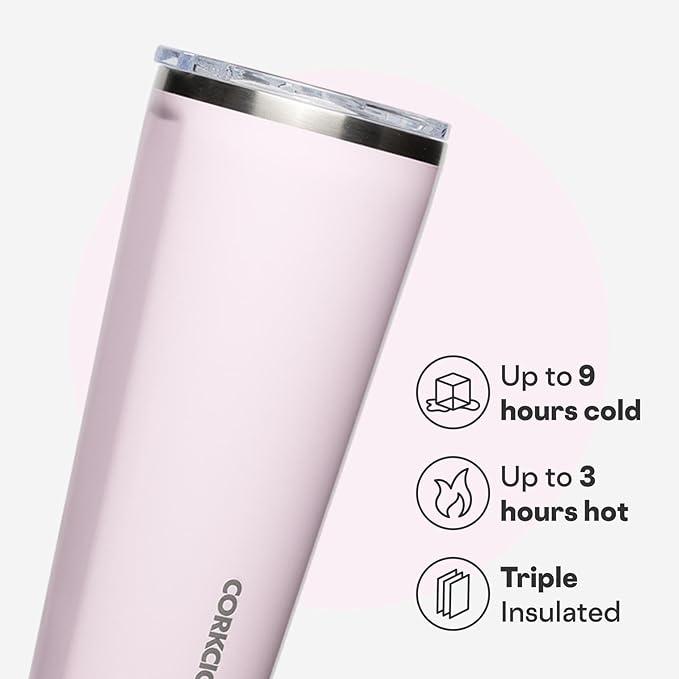 Corkcicle Classic Tumbler - Keeps Drinks Cold for 9 Hours & Hot for 3 - Triple-Insulated Stainless Steel - Holiday Tumbler Gift - 24 oz - Powder Puff