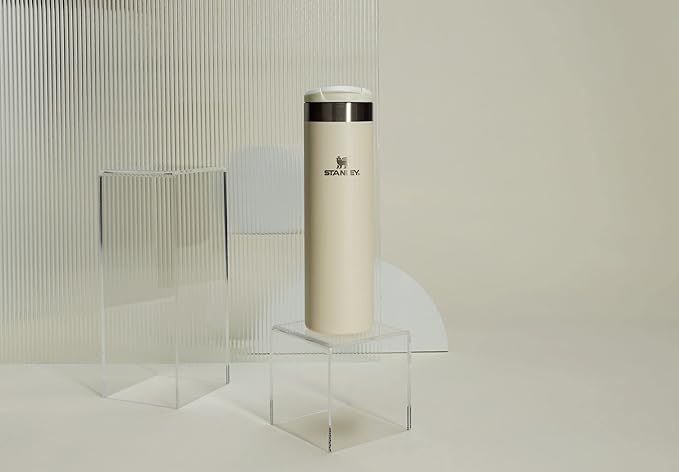 Stanley AeroLight Transit Bottle 16 oz | Locking Drink Through Lid | Leak Resistant Water Bottle or Coffee Travel Mug | Lightweight Insulated Stainless Steel | BPA-Free | Cream Glimmer