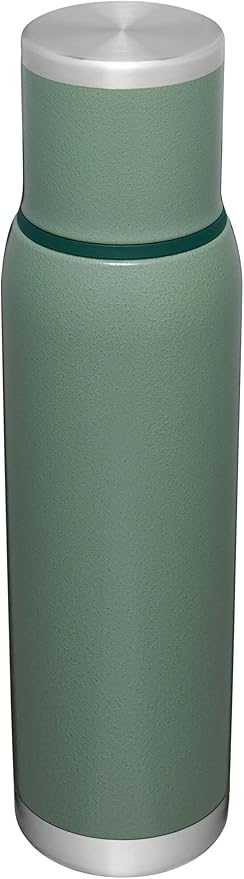 Stanley Adventure-To-Go Vacuum Bottle 1.4 qt | Wide Mouth with Leakproof Cup Lid | Keep Drinks Hot or Cold | Packable for Travel | Insulated Stainless Steel Thermos | BPA-Free | Hammertone Green