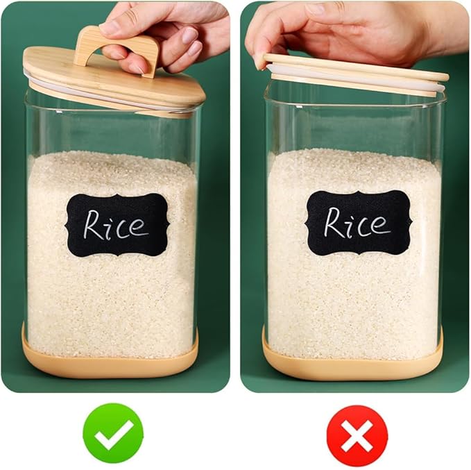 2 Pack 135 oz Glass Food Storage Containers, 1 Gallon Glass Flour and Sugar Containers with Airtight Lids, Large Flour Container for Sugar, Ground Coffee, Rice and Dry Food