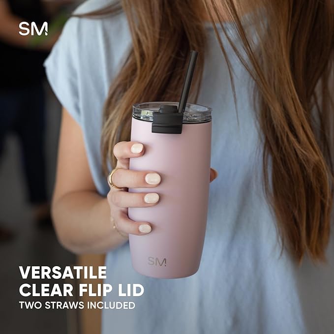 Simple Modern Travel Coffee Mug Tumbler with Flip Lid | Reusable Insulated Stainless Steel Cold Brew Iced Coffee Cup Thermos | Gifts for Women Men Him Her | Voyager Collection | 16oz | Midnight Black