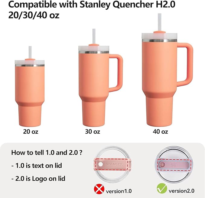 Silicone Spill Stopper Set Compatible with Stanley Cup 2.0 30oz & 40oz with Straw Cover, Set of 4