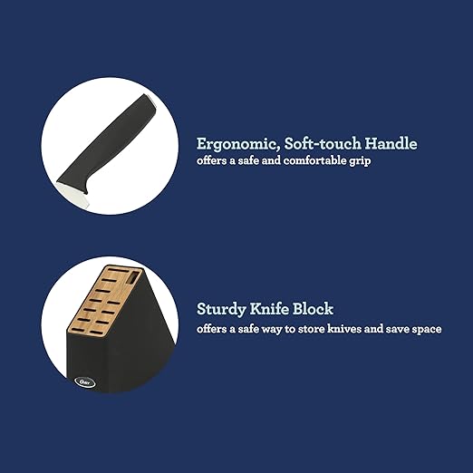 Oster Brixen 13 Piece High Carbon Stainless Steel Kitchen Cutlery Knife Block Set W/Black Wood Block - Cuchillos Para Cocina