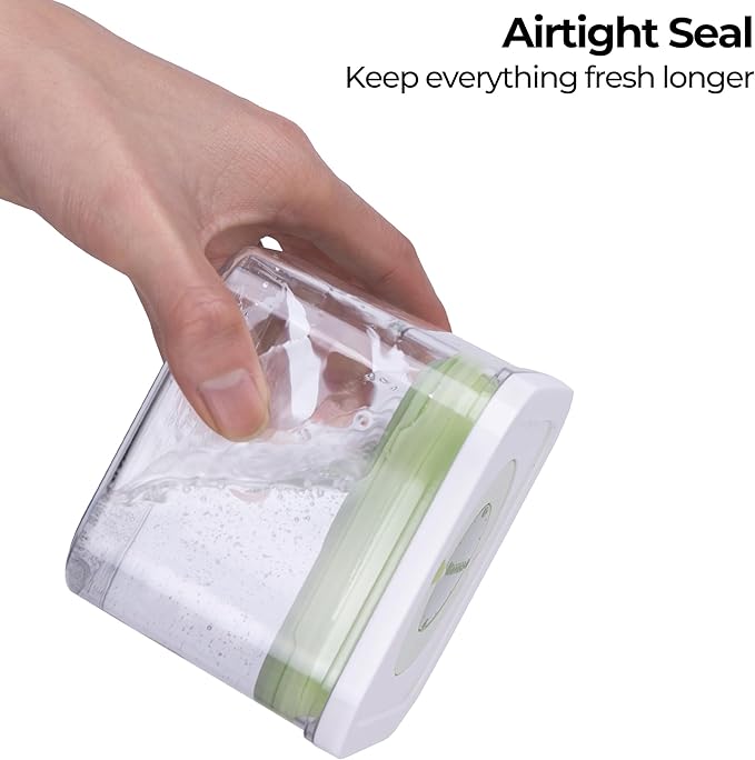 linoroso Set of 4 Pop Airtight Food Storage Containers with Date Recording Lids, Stackable Plastic Kitchen Storage Containers, Dry Cereal Container Set for Pantry Countertop Fridge Organization