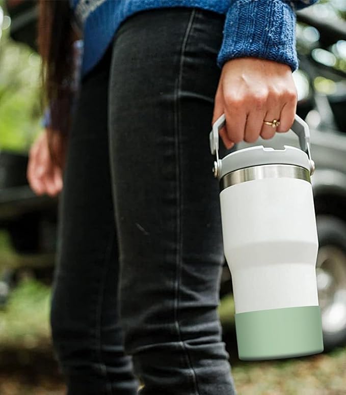 Upgrade 2PCS Protective Silicone Boot Bumper for Stanley Quencher Adventure 40oz 30oz IceFlow 20oz 30oz Tumbler, Water Bottle Bottom Sleeve Cover Accessories for Stanley Mug Cup(Dark Green)