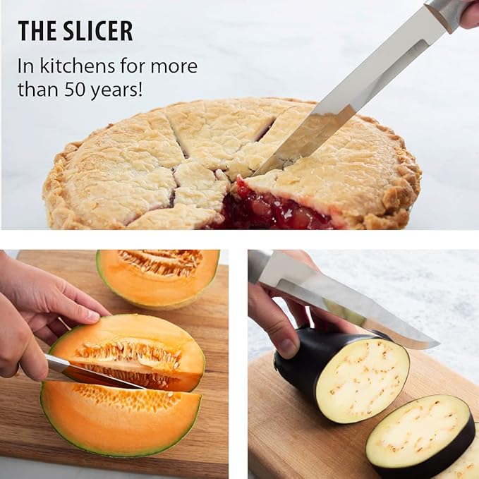 RADA Cutlery Slicer Knife (R107), 7" Stainless Steel Hollow Ground Blade, Made in USA, Silver Handle