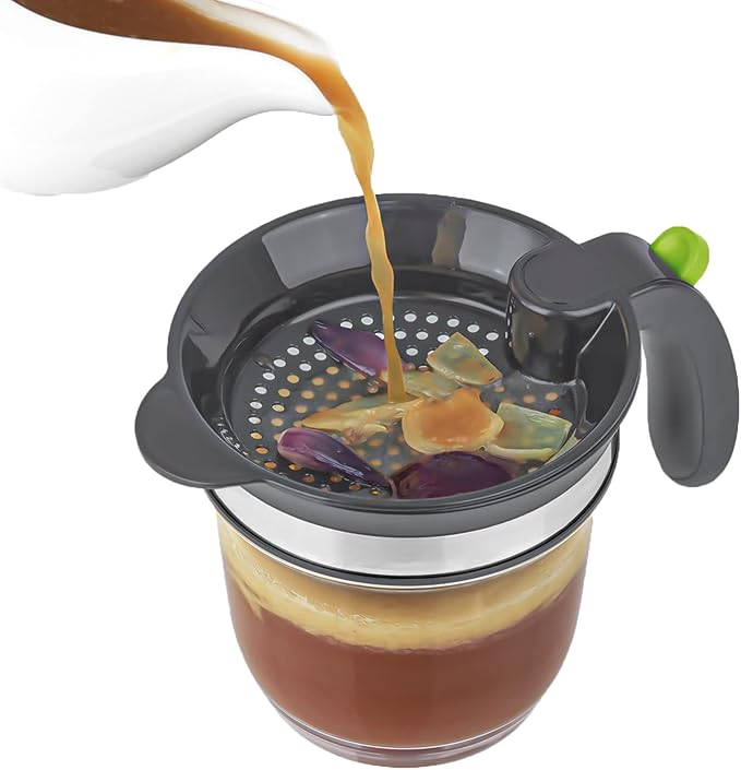IVYHOME 4 Cups Plastic Fat Separator with Bottom Release, Gravy Grease Separator, Soup Oil Separator Measuring Cup