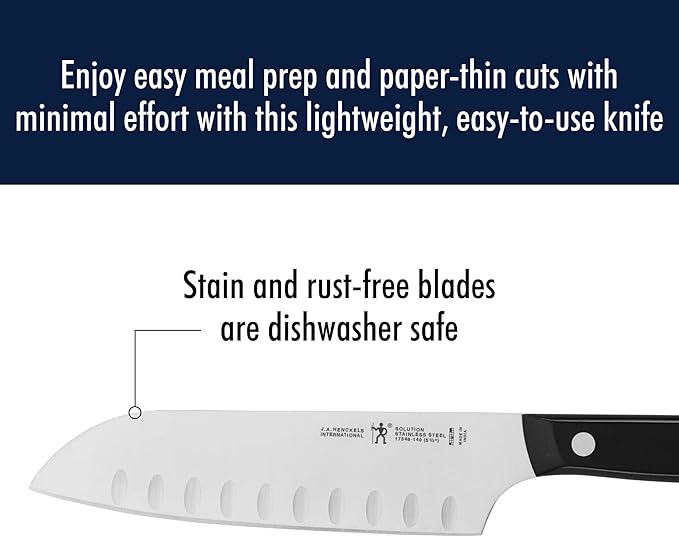 HENCKELS Solution Razor-Sharp 2-pc Knife Set, Santoku Knife 5 Inch, Santoku Knife 7 Inch, German Engineered Informed by 100+ Years of Mastery, Stainless Steel