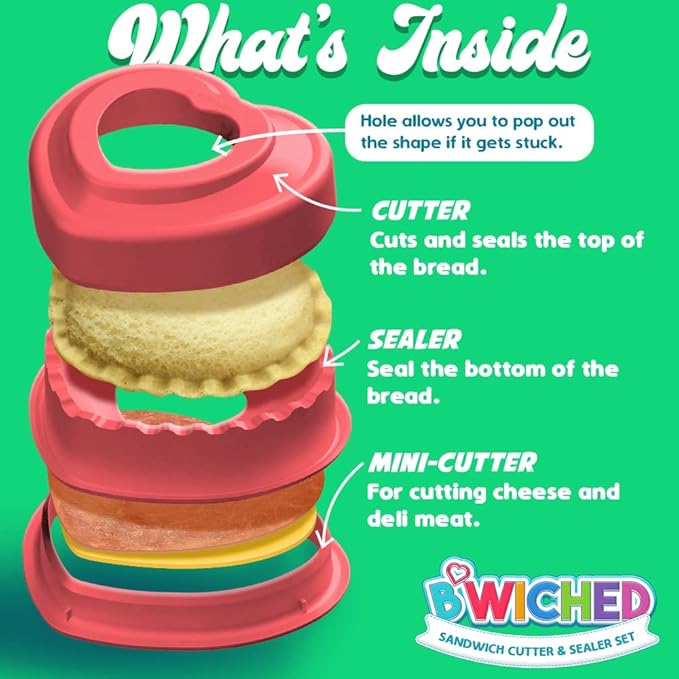 Sandwich Cutter and Sealer (Heart) - Crustless Sandwich Maker - Great for Lunchbox and Bento Box - Boys and Girls Kids Lunch - Sandwich Cutters for Kids