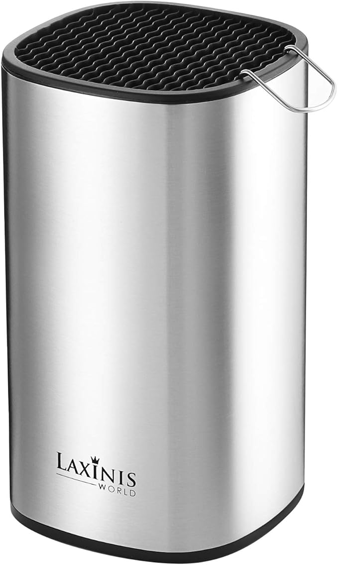 Universal Knife Block, Stainless Steel Knife Holder, Knife Organizer, Modern Rectangular Design, 8.5” by 5”(knives not included)