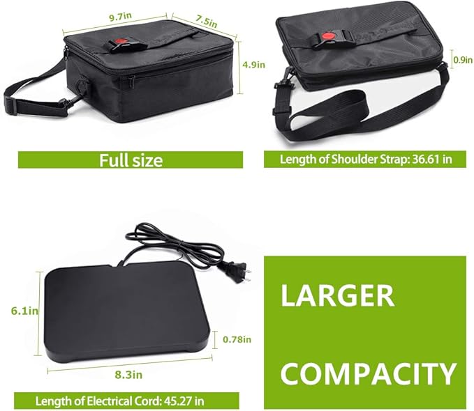 Portable Oven, 110V Portable Food Warmer Personal Portable Oven Mini Electric Heated Lunch Box for Reheating & Raw Food Cooking in Office, Travel, Potlucks and Home Kitchen (Black)