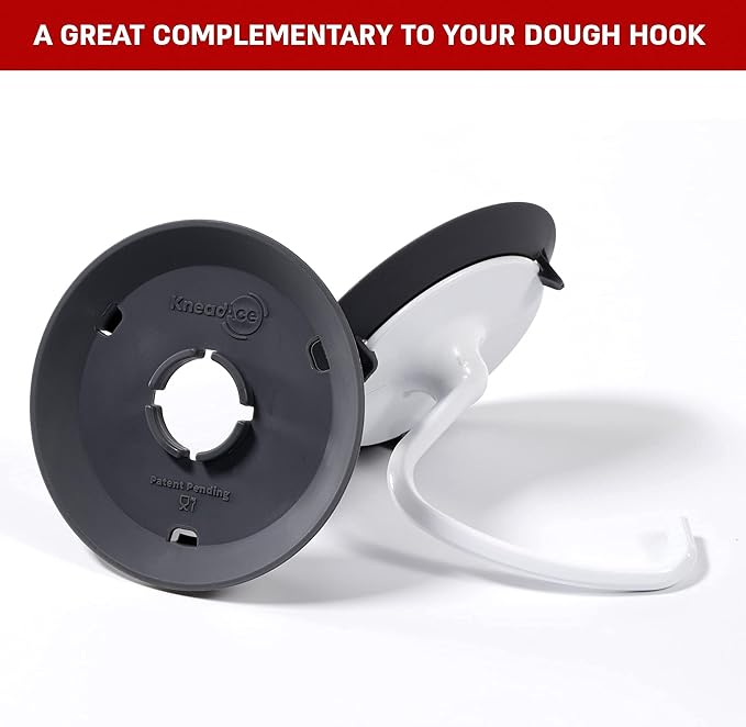 KneadAce Dough Hook Shield For Kitchen Aid - Prevents Your Dough from Climbing Up and Clogging Up Your Mixer – Mess Free Mixer Accessory Compatible With KitchenAid C Shape Dough Hooks (Dark Grey)
