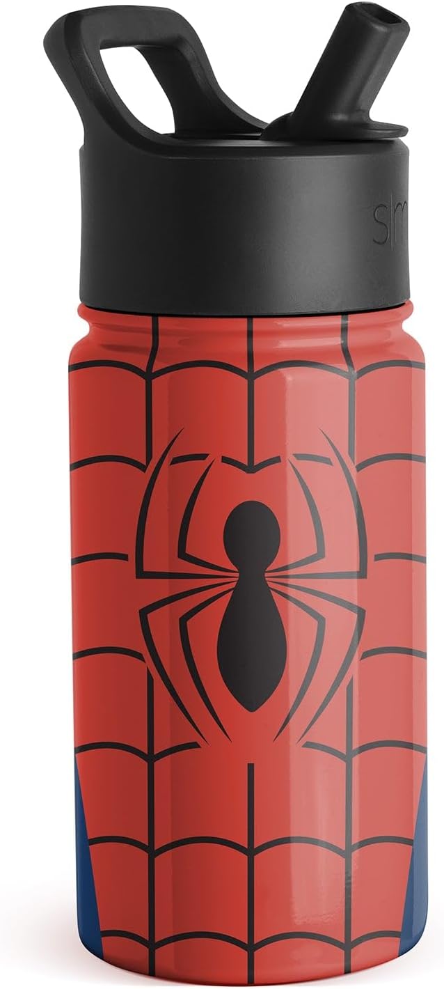 Simple Modern Kids Summit Water Bottle with Straw Lid | Marvel Spider Man Stainless Steel Cup Insulated Tumbler for Boys, School | Spider Armor