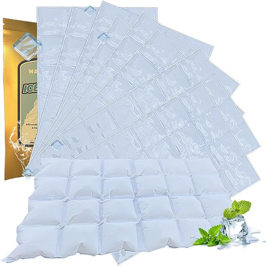 Ice Sheets for Coolers Reusable - Ice Pack Sheets - Ice Mat with Flexible 96 Ice Cube Packs - Ice Blanket Large Flat Freezer Long Lasting Ice Packs for Cooler