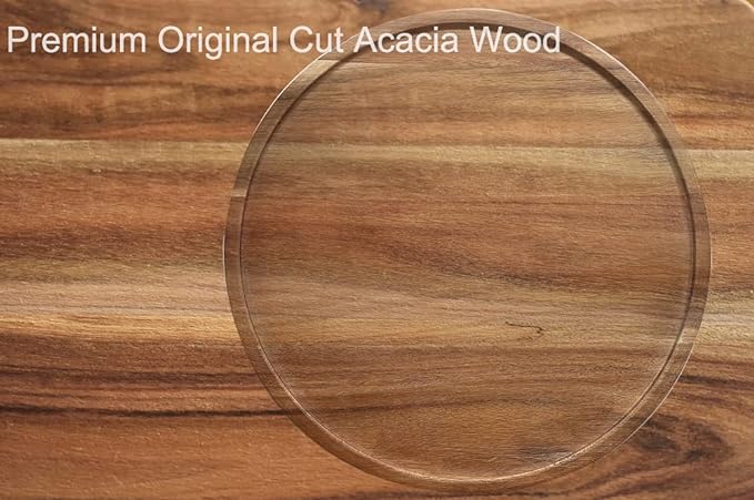 16" Acacia Wood Lazy Susan Organizer Kitchen Turntable for Cabinet Pantry Table Organization