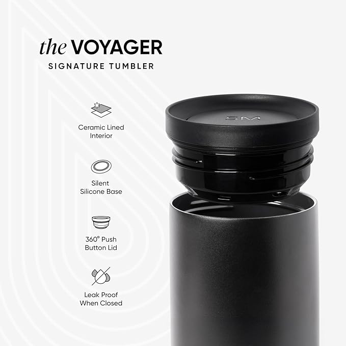 Simple Modern Voyager Signature | 16oz Travel Coffee Mug Tumbler with 360° Lid | Gifts for Women Men | Ceramic-Lined Insulated Stainless Steel Cold Brew Iced Coffee Cup | Velvet Pink Gingham