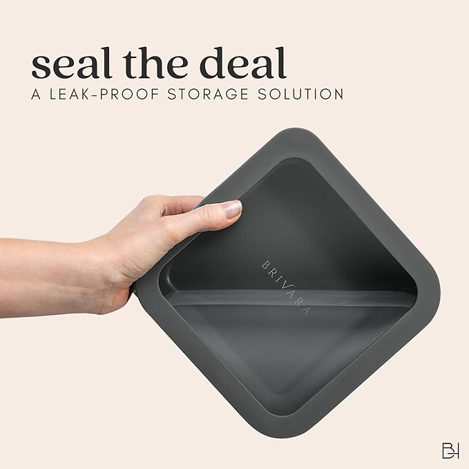 Ceramic Coated Glass Food Storage Container | No PTFE, PFOA, PFAS, and BPA | Reusable Non Toxic Meal Prep Container with Glass Lid | Easy To Store | 5 Cup Square [Onyx]