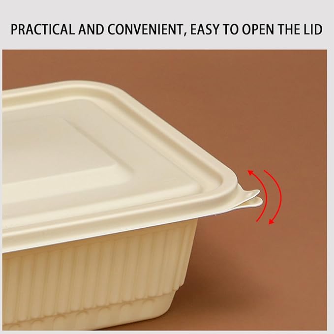 50 Pack of 3-Compartment Disposable Meal Prep Container, 36 Ounce Pre Meal Container, Food Storage Bento Box. Reusable Takeaway Container, Stackable, Microwave Refrigerator Safe.