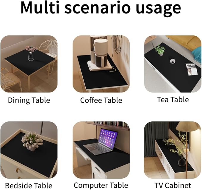 Leather Table Cover,1.8mm Thick,30x60 Inch Desk Cover,Large Desk Mat,Table Protector,Table Cover Protector,Craft Mats to Protect Table(Black+Black,30x60)