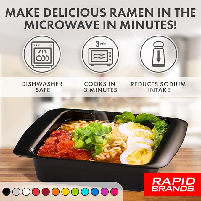 Rapid Ramen Cooker | Microwavable Cookware for Instant Ramen | BPA Free and Dishwasher Safe | Perfect for Dorm, Small Kitchen or Office | Orange, 2 Pack