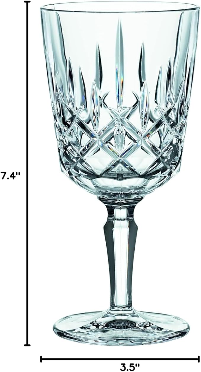 Nachtmann Noblesse 12 Oz. All Purpose Glasses, Set of 4 – 7.4" Crystal Drinkware with Elegant Cut Design, Modern Barware Glasses for Wine, Cocktails & Water, Lead-Free – Stylish Bar & Dining Set