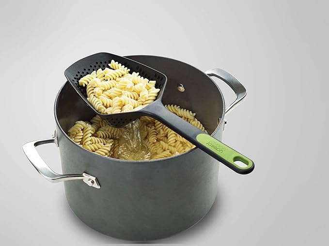 Joseph Joseph Scoop Colander Strainer Slotted Spoon, Large, Gray/Green