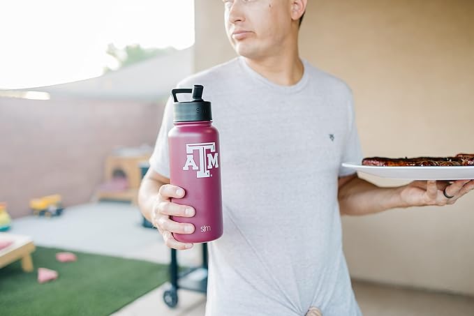 Simple Modern Officially Licensed Collegiate University Water Bottle with Straw lid Insulated Stainless Steel Thermos | Summit Collection | 32oz