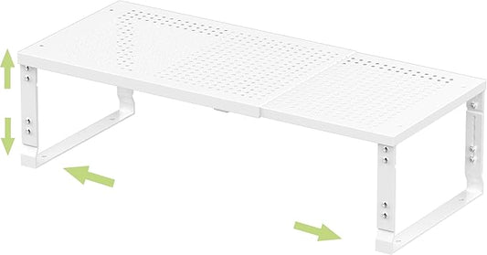 Adjustable Expanable Stackable Spice Rack Shelf Pantry Storage Organizer for Kitchen Cabinet,Countertop,Bathroom and More.Space is no Longer Limited(1Pack/White/Medium)