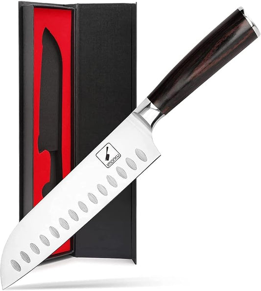 imarku Chef Knife 7 Inch Kitchen Knife Ultra Sharp Santoku Knife - 7Cr17Mov Japanese Chefs Knife, Kitchen Gadgets 2025, Apartment Essentials, Birthday Gifts for Him Her, Best Gifts for Women Men