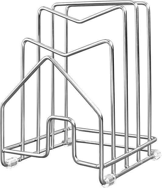 Pot Lid Organizer Cutting Board Holder Inside Cabinet 304 Stainless Steel Pots and Pan Organizer Under Cabinet Pot Cover Cookie Sheet Bakeware Serving Tray Cooling Rack Stand Kitchen Countertop