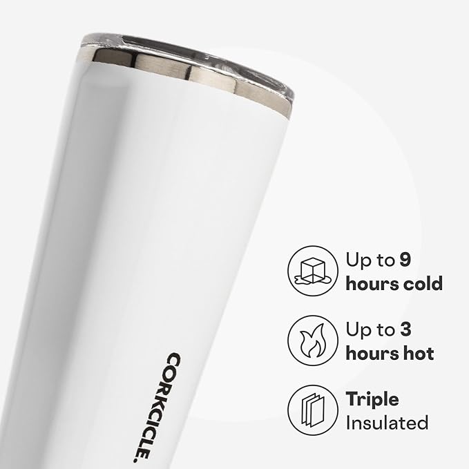 Corkcicle Classic Tumbler - Keeps Drinks Cold for 9 Hours & Hot for 3 - Triple-Insulated Stainless Steel - Holiday Tumbler Gift - 16 oz - Gloss White