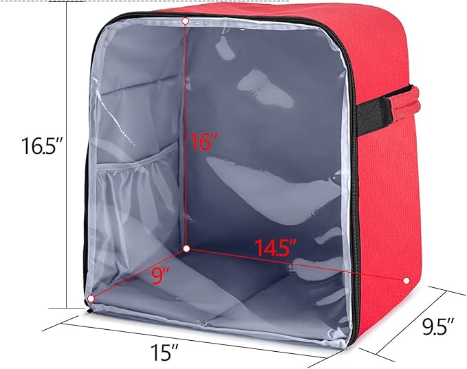 Luxja Dust Cover Compatible with 6-8 Quart KitchenAid Mixers (with a Bottom Padding Pad), Dust Cover (Clear Front Panel) for Stand Mixers and Extra Accessories, Red (Patented Design)