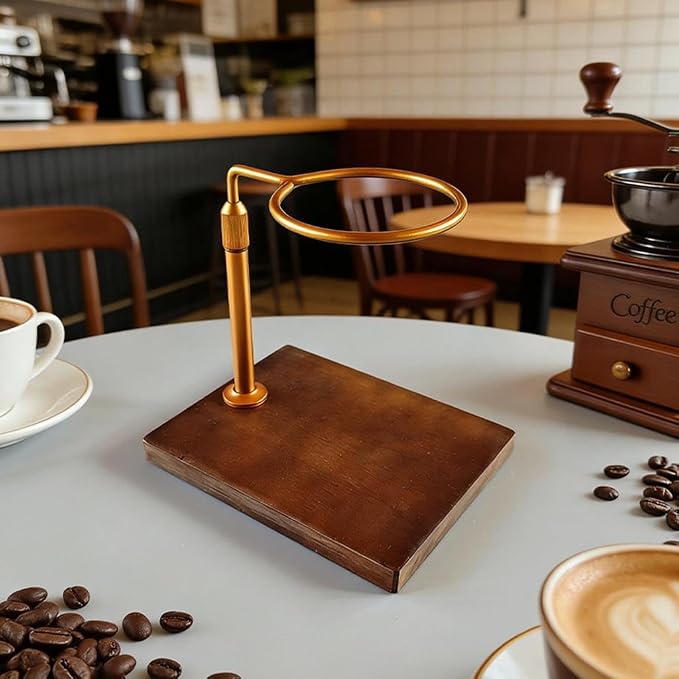 Coffee Dripper Stand Pour Over Rack Alloy Wood Hand Brewer Holder Adjustable - Image 4