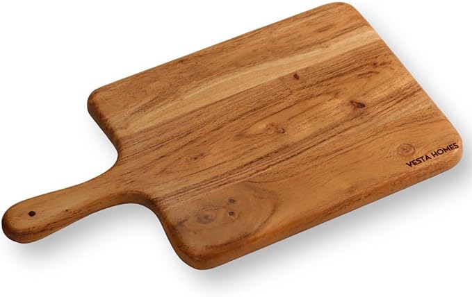 Vesta Homes Wooden Cutting Board/Chopping, Serving Board, Platter for Vegetables, Fruits, Cheese, and Charcuterie | Natural Acacia Wood | 16 * 9 Inches | Handcrafted in India