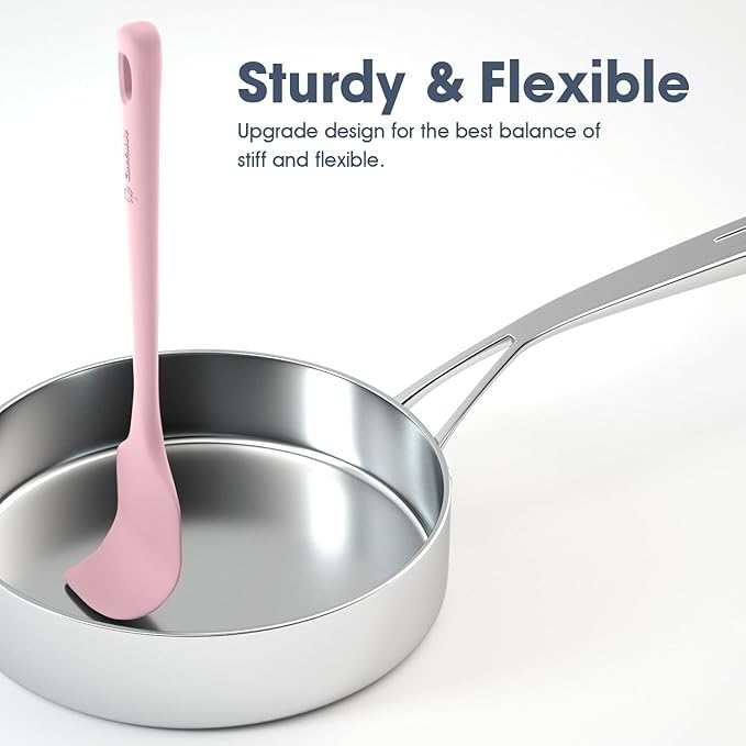 5 Pieces Silicone Spatula Set, Food Grade Rubber Spatula, Upgrade Strong Handle with Ergonomic Grip, Heat Resistant Up to 600°F for Nonstick Cookware, Cooking Candy Series