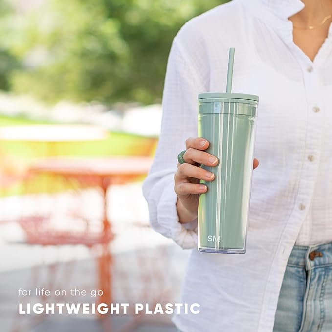 Simple Modern Plastic Tumbler with Lid and Straw | Reusable BPA Free Iced Coffee Cups Double Wall Smoothie Cup | Gifts for Women Men Him Her | Classic Collection | 24oz | Lavender Mist