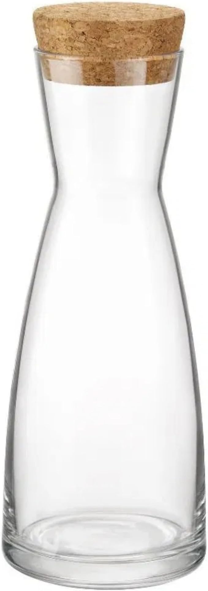 Bormioli Rocco Ypsilon Carafe with Cork Top - 18.5 oz Star Glass Water Pitcher & Juice Carafe with Modern Design Wide Mouth for Ice - Stylish Drinkware for Kitchen or Entertaining, Made in Italy