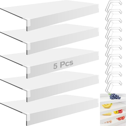 5 Pcs Wire Shelf Cover, 24X16X3 Inch Carbon Fiber Material Shelf Covers for Pantry Shelves(Not Wood), Waterproof Removable Closet Shelving Liner for Home Kitchen,Office Organization - White