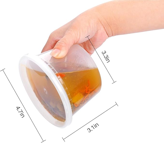 EDI [16 OZ, 25 Sets] Plastic Deli Food Storage Containers with Airtight Lids | Microwave-, Freezer-, Dishwasher-Safe | BPA Free | Heavy-Duty | Meal Prep | Leakproof | Recyclable