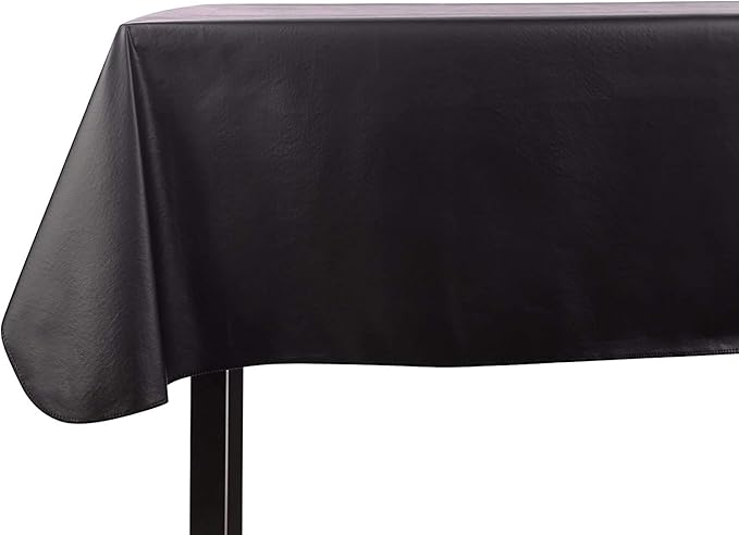 Yourtablecloth Heavy Duty Vinyl Rectangle or Square Tablecloth – 6 Gauge – Flannel Backed – Wipeable Tablecloth with Vivid Colors & Many Sizes 52 x 52 Black