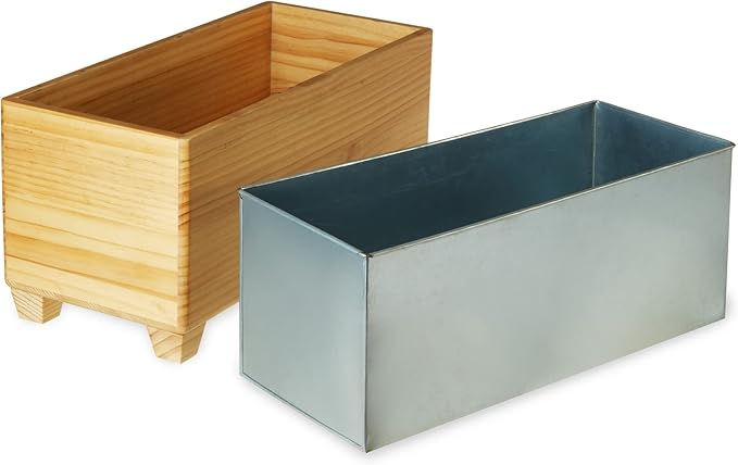 Twine Ice Bucket Wood and Galvanized Metal Tub - Wooden Wine Bucket And Beer Chiller - Holds 4 Wine Bottles or 5.4 Gallons Set of 1,Brown