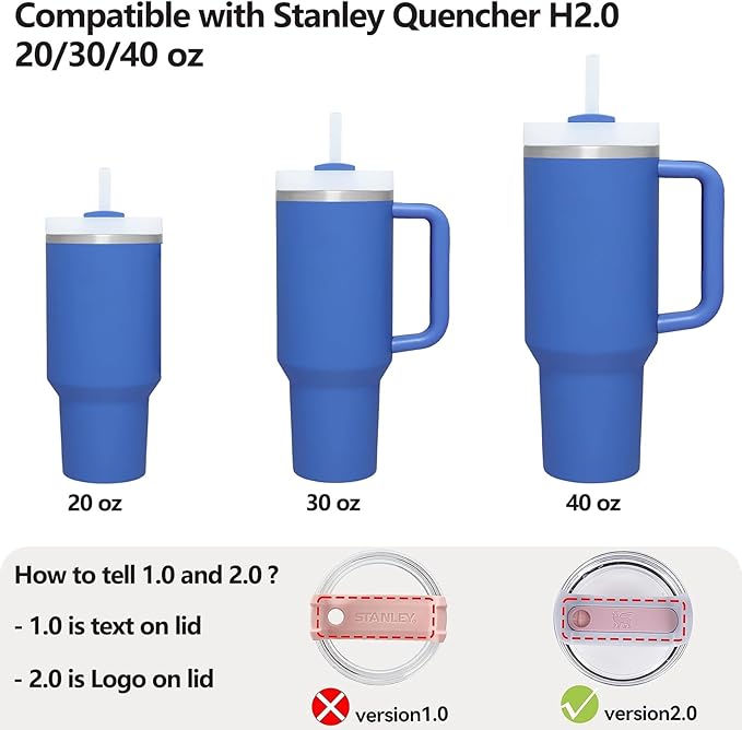 Silicone Spill Stopper Set Compatible with Stanley Cup 2.0 30oz & 40oz with Straw Cover, Set of 4